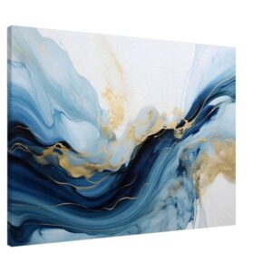 Abstract Canvas Painting – Blue & Gold